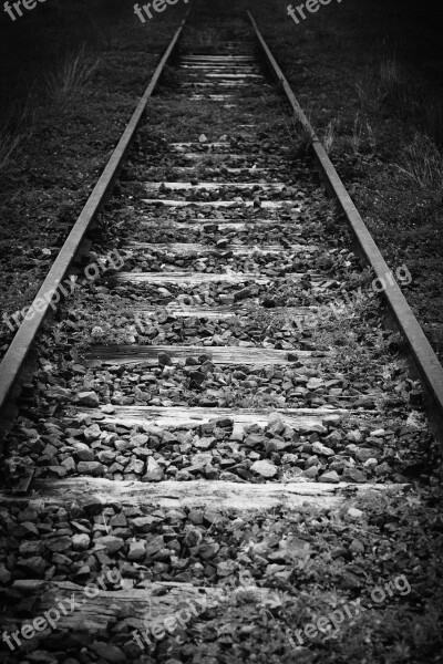 Rails Abandoned Perspective Gloomy Track