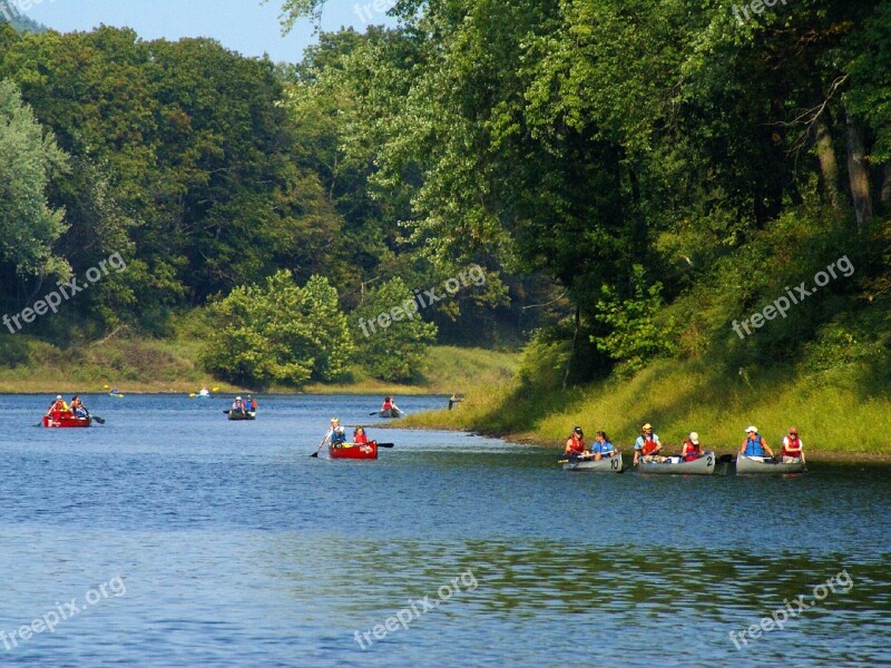 Canoeing River Recreation Outdoors Fun