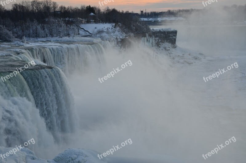 Niagara Winter Snow Waterfall Frozen