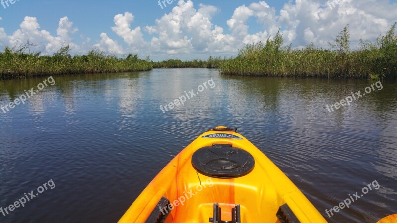 Kayak Water Marsh Louisiana Summer