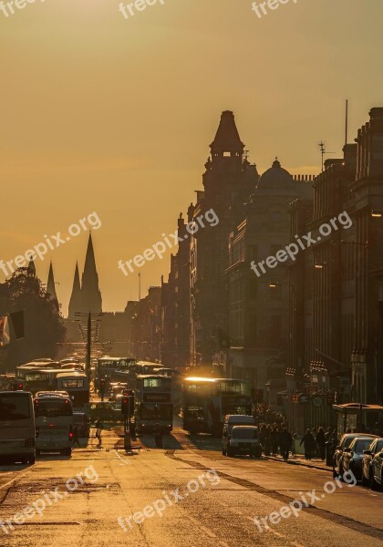 Edinburgh Princess Street Shopping Street Transport Cars