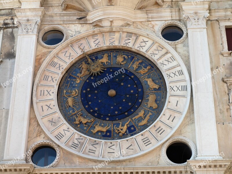 Italy Venice Saint Mark's Square Clock Horoscope