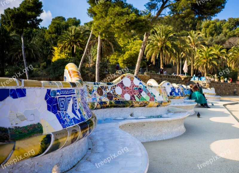 Guell Park Gaudi Barcelona Landmark Monument