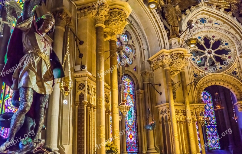 Montserrat Monastery Statue Stained Glass Catalonia