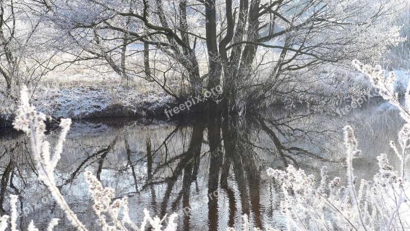 Silent Hoarfrost Mirroring Winter River