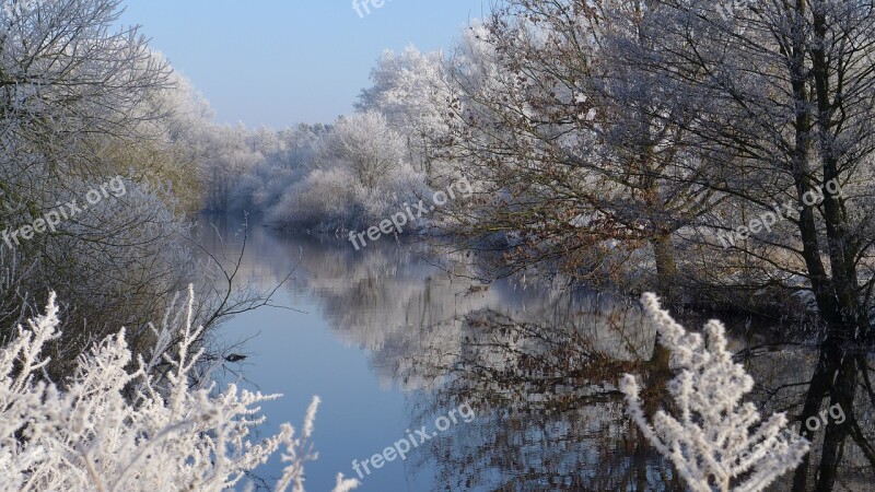 Silent Landscape Hoarfrost Winter River