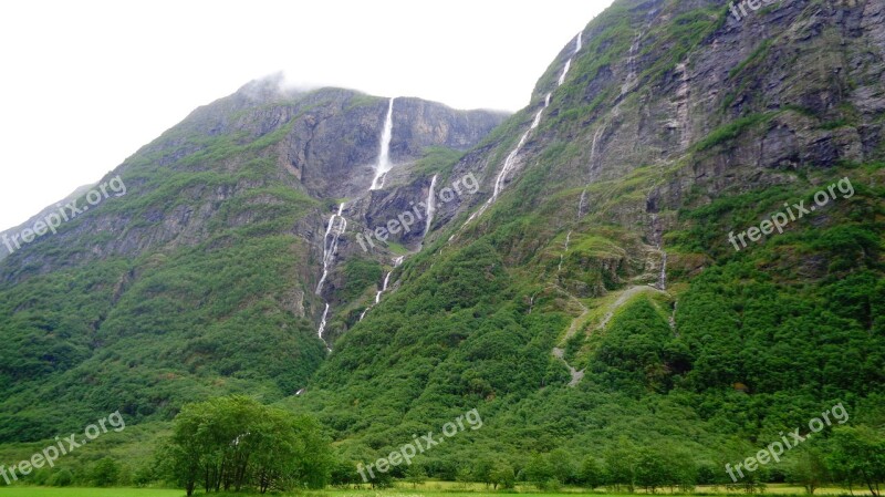 Norway Mountain Waterfalls Summer Hiking