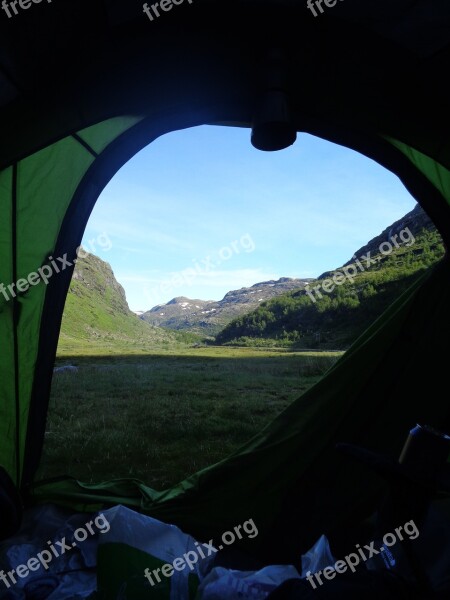 Norway Mountain Waterfalls Summer Camping