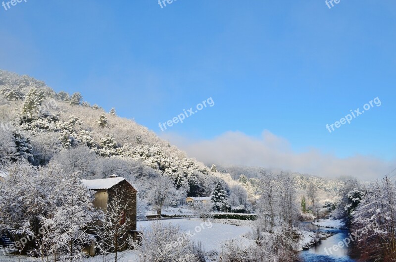 Snow River Winter Nature Ice