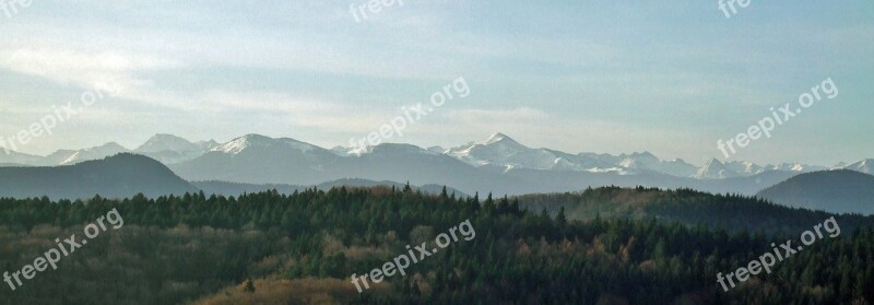 Pyrenees Winter Mountains Panorama Snow