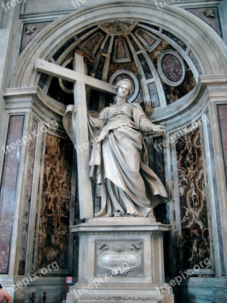 Saint Helena Statue Rome Saint-pierre Basilica Italy Cross Of Christ And Holy Nails Pillar