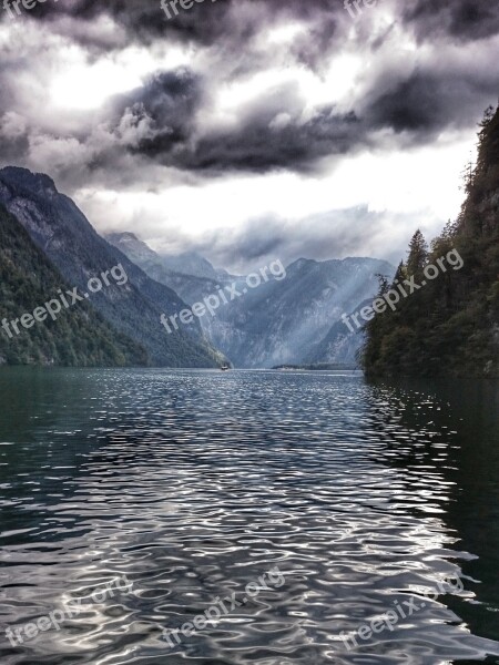 Bavaria Königssee Alpine Lake Mountains