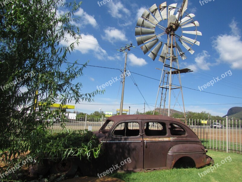 Vintage Car Old Wind Pump Rusted