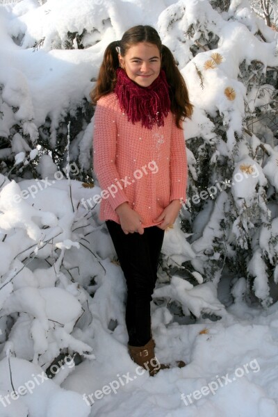 Girl Snow Winter Stars White