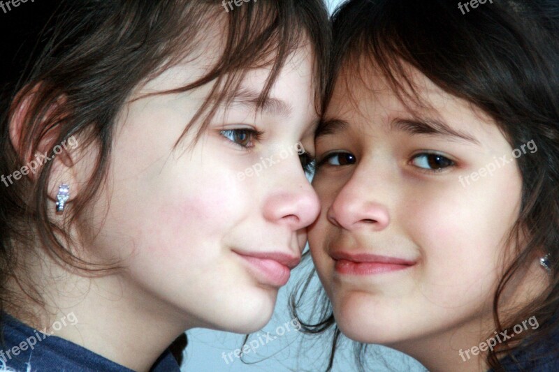 Sisters Love Portrait Smile Innocence