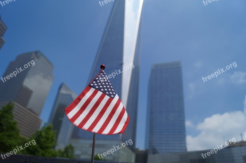 Flag America New York One World Trade Center Usa New York City