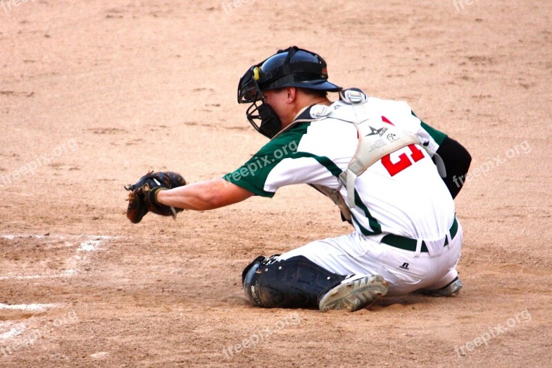 Baseball Player Catcher Ball Sport Playing