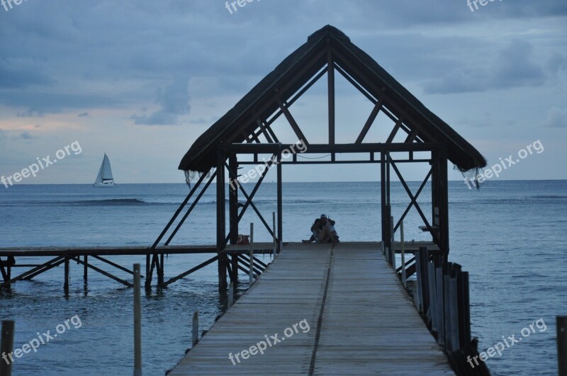 Mauritius Cabin Couple Evening Sea