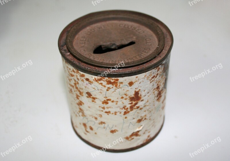 Money Box Tin Rusty Poor Poverty