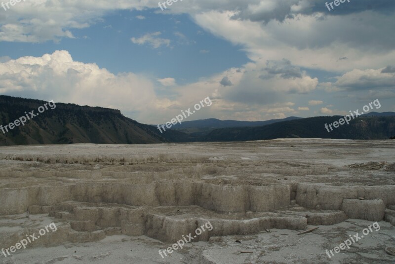 Yellowstone Hot Springs Landscape Nature National