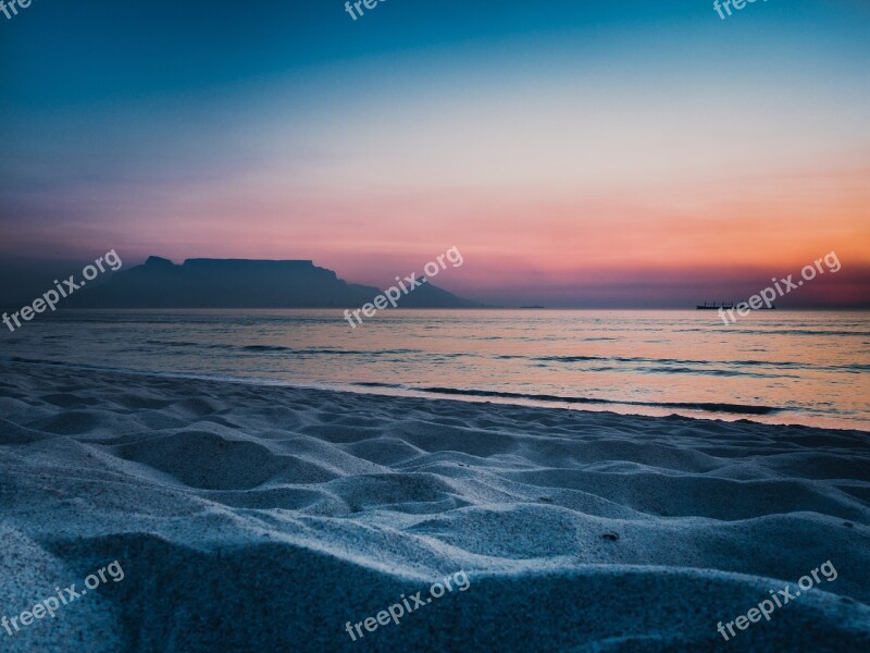 Beach Sea Ocean Sunset Blue