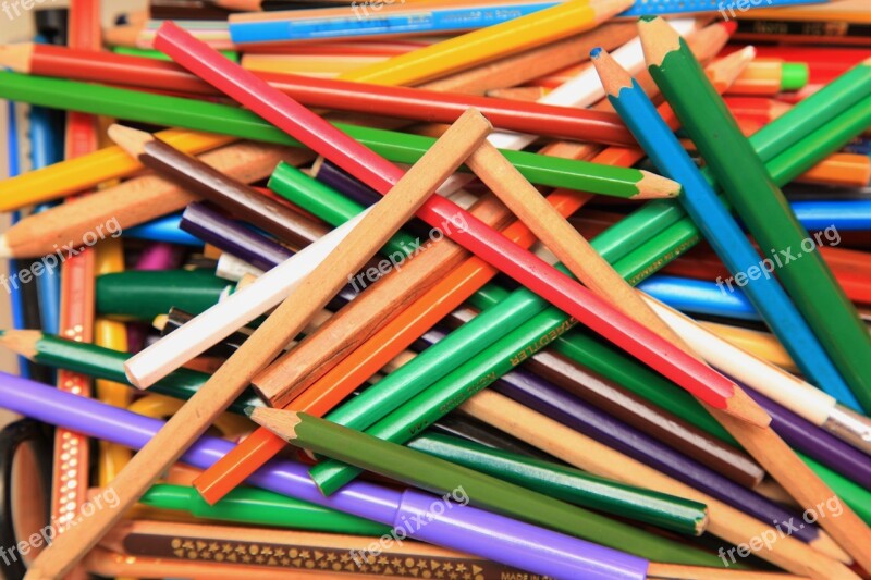 Pens Mess Colored Pencils Colorful Free Photos