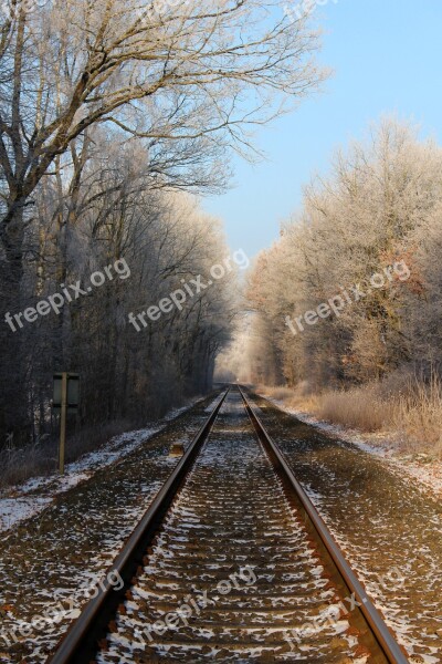 Railway Rails Rails Cold Frost Free Photos