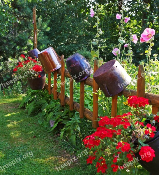 Garden Flowers The Fence Pots Ornament