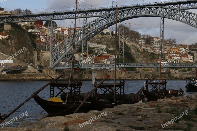 Bridge Porto Vessel River Douro Portugal