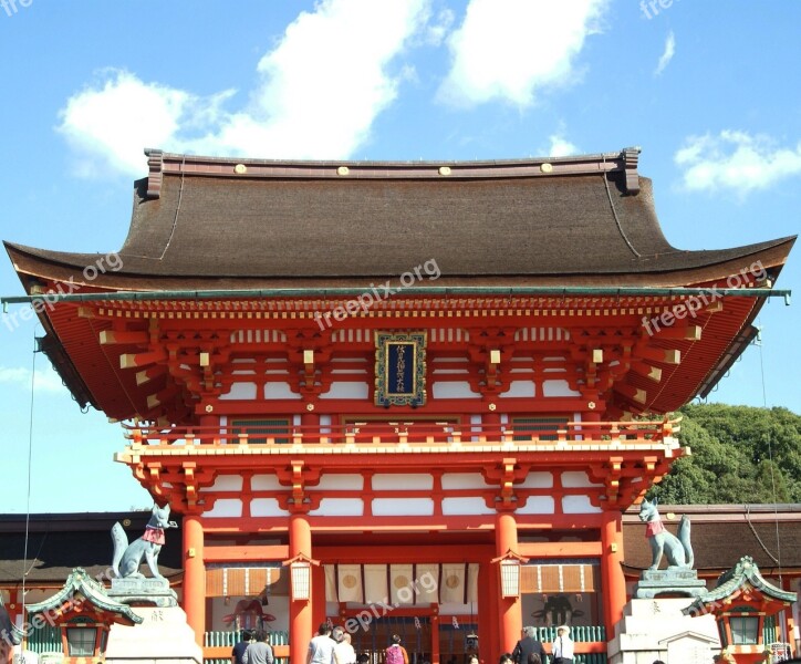 Japan Kyoto Fushimi Inari Shrine Sky Japan Culture