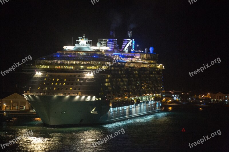 Cruise Ship Royal Caribbean Oasis Of The Seas Night Lights