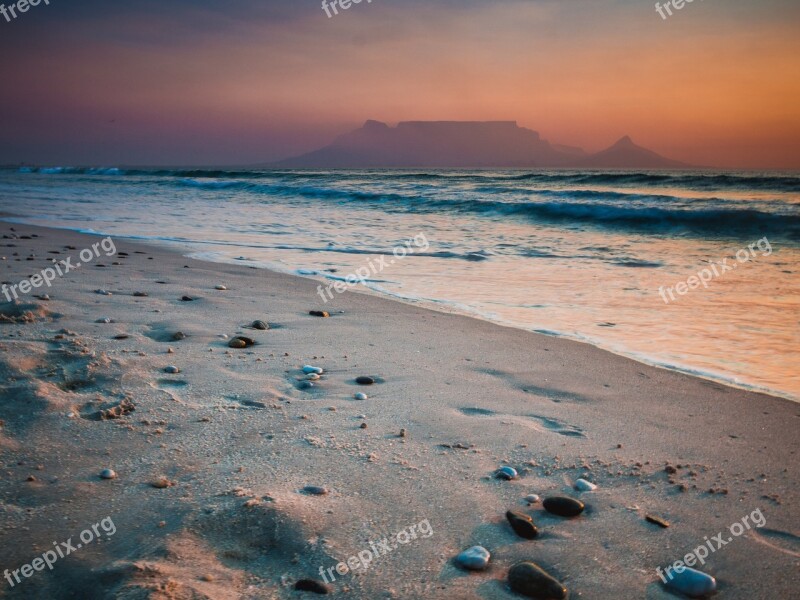 Ocean Sea Sunset Orange Beach Seascape