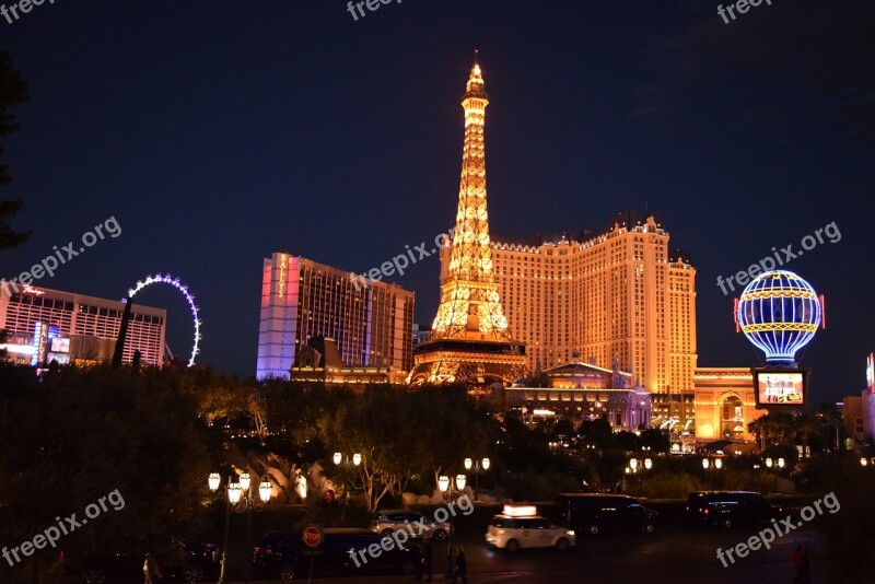 Las Vegas Paris Hotel Night View Free Photos