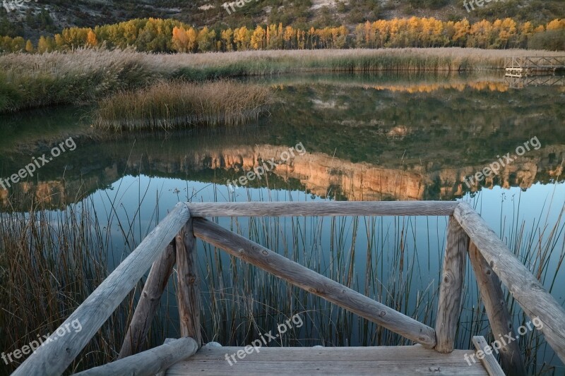 Wooden Pier Lakes Basin Autumn Landscape Free Photos