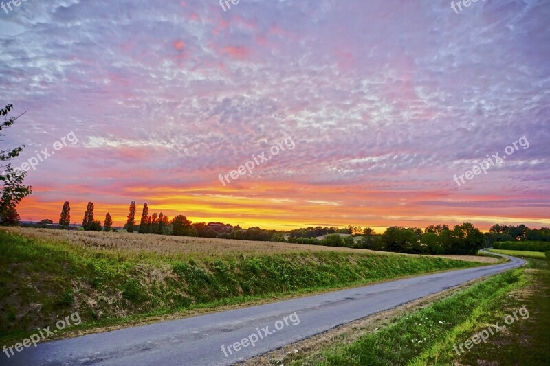 Sunset France Dordogne Bordeaux Countryside