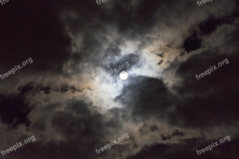 Moon Clouds Night Sky Full Moon