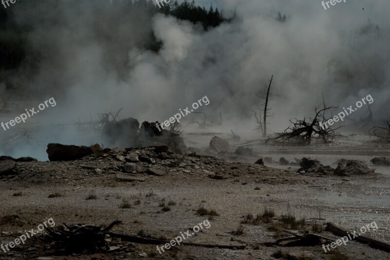 Yellowstone Hot Springs Landscape Nature National