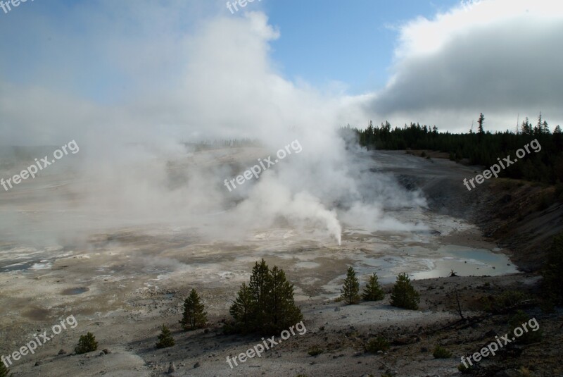 Yellowstone Hot Springs Landscape Nature National