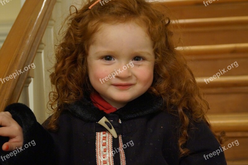 Child Smile Happy Ginger Curly Hair