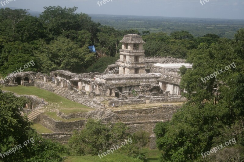 Palenque Prehispanic Mayan Ruins Mexico