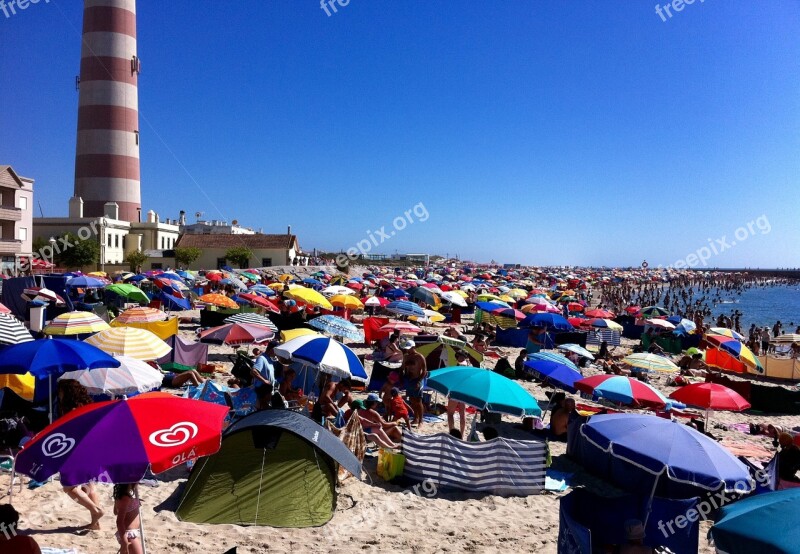 Portugal ílhavo Beach A Bar Umbrellas