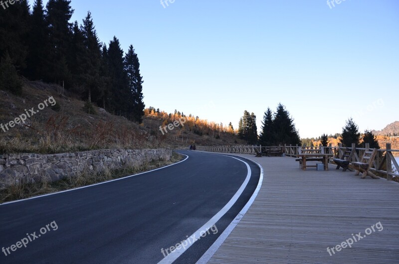 Road At Dusk The Silence Tianshan Tianchi Free Photos