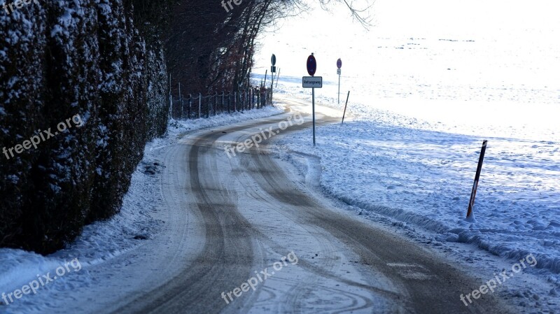 Winter Ice Away Road Traffic