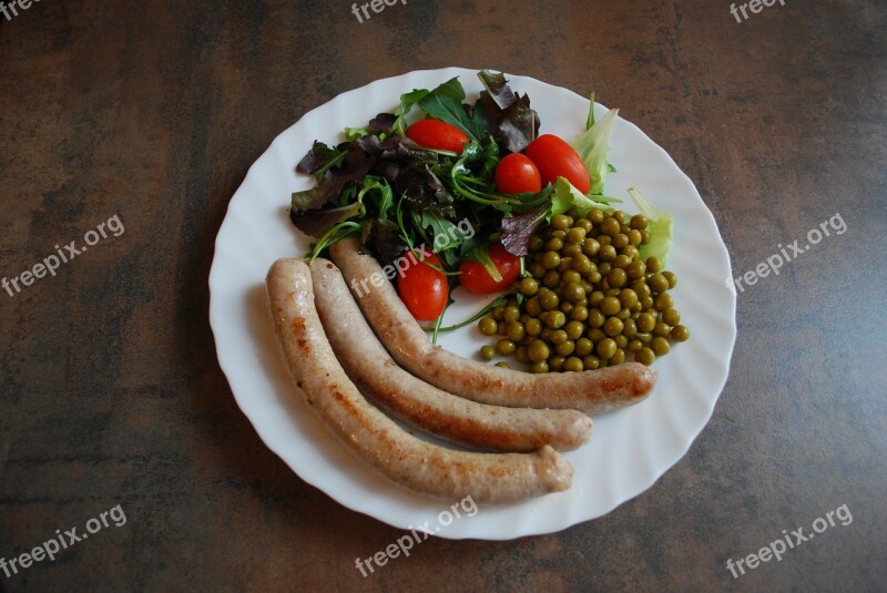 Isolated Meal Sausage Lettuce Healthy