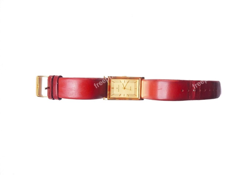 Clock Wrist Leather Belt Strap Gold Dial