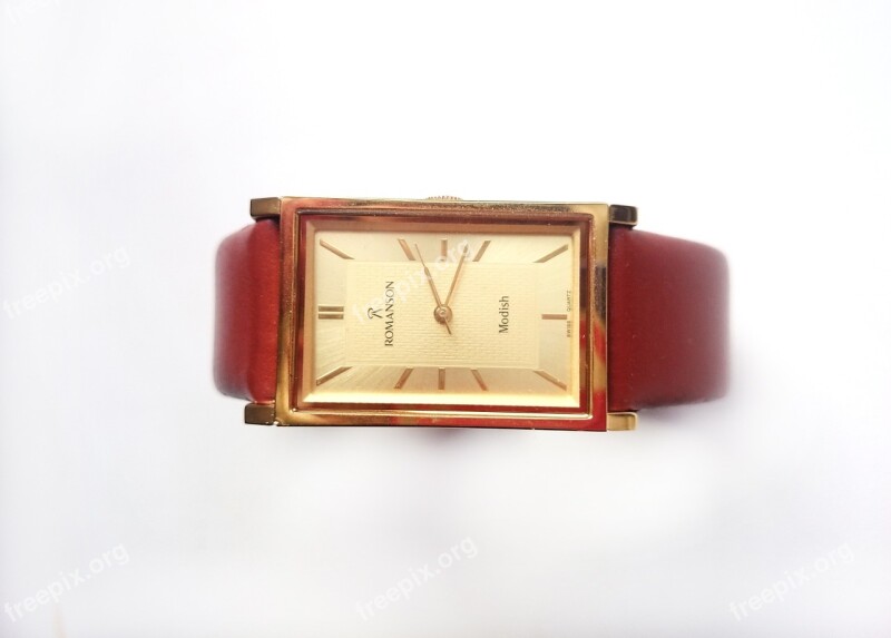 Clock Wrist Leather Belt Strap Gold Dial