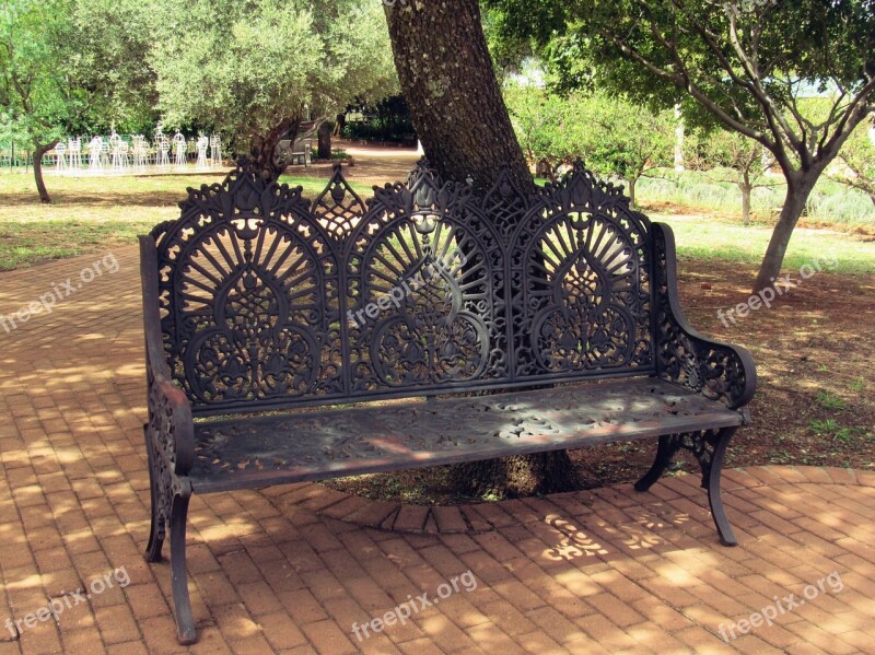 Bench Tree Garden Rest Paving