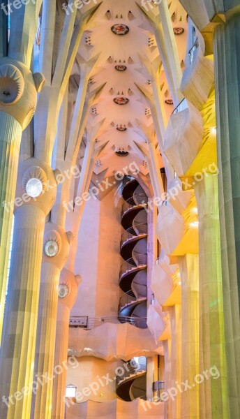 Sagrada Familia Cathedral Barcelona Spain Stairwell Architecture