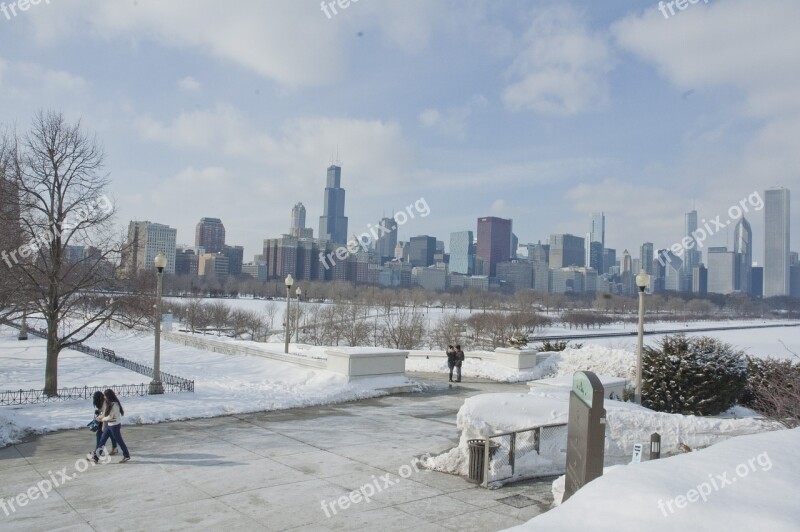 Chicago City Scape Skyline Urban Cityscape