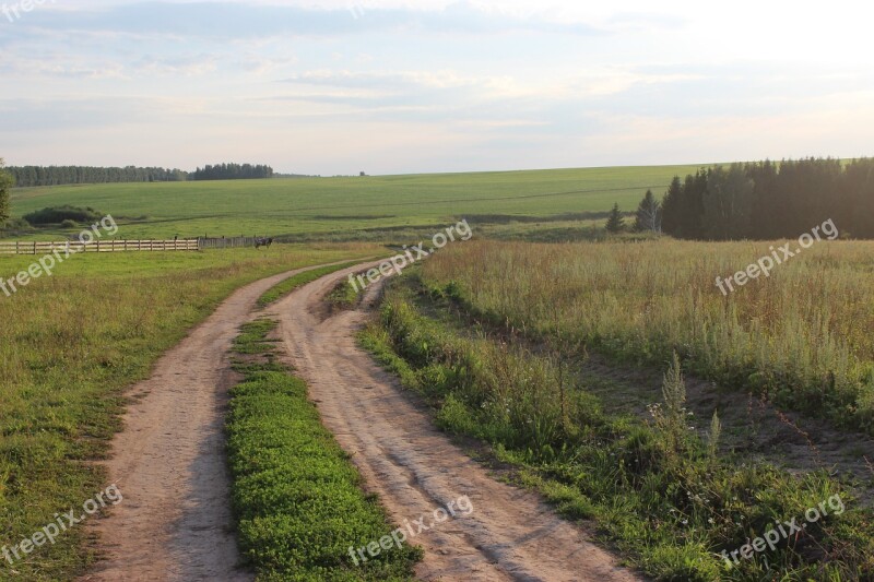 Country Road Summer Sky Path Horizon